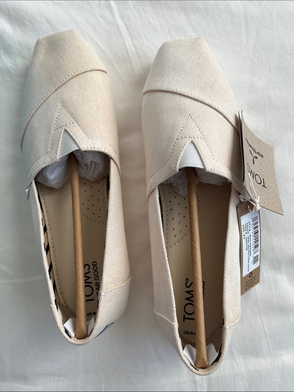TOMS Women's Alpargata Slip-On Flats in White recycled cotton canvas